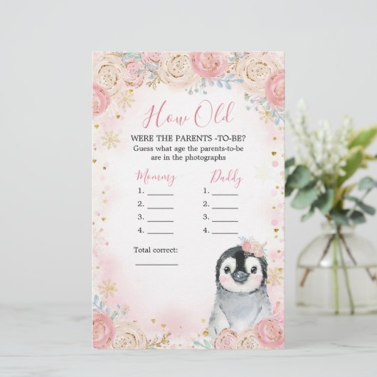 ガールペンギン冬のスノーフレークどのように古い両親 (スタンド正面)