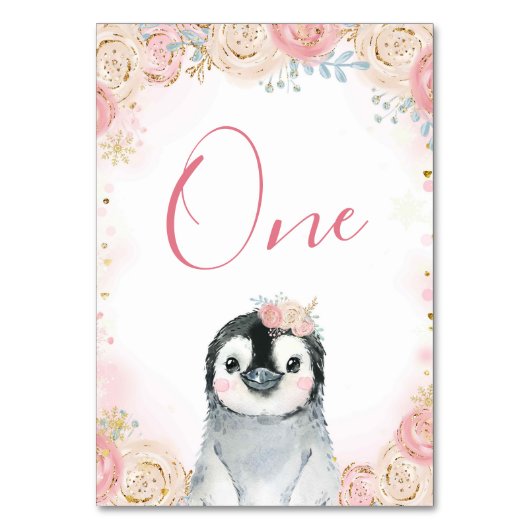 ガールペンギン冬のスノーフレークテーブル番号記号 テーブルナンバー (正面)