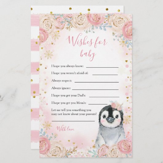 ガールペンギン冬のスノーフレークベビーを願う (正面/裏面)