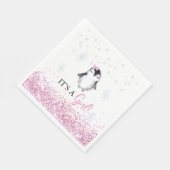 ガールペンギン冬のベビーシャワー スタンダードランチョンナプキン (角)