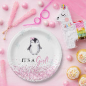 ガールペンギン冬のベビーシャワー ペーパープレート (パーティー)