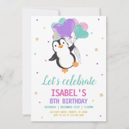 ガールペンギン冬の誕生日パーティー 招待状