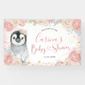 ガールペンギン冬スノーフレーク大きなバナーの看板 横断幕 (横)