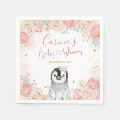 ガールペンギン冬スノーフレーク赤ちゃんシャワーナプキンス スタンダードカクテルナプキン (正面)