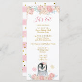 ガールペンギン冬スノーフレーク赤ちゃんシャワーメニュー メニュー (正面/裏面)