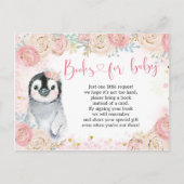 ガールペンギン冬スノーフレーク・ブックスベビー インビテーションポストカード (正面)