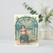 ガールホイールバローフォー忘れリーフクローバー – メノー ポストカード (スタンド正面)