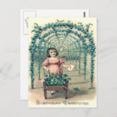 ガールホイールバローフォー忘れリーフクローバー – メノー ポストカード (正面/裏面)