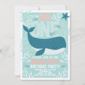 ガールホエール第1誕生日パーティの招待状招待状 招待状 (正面)