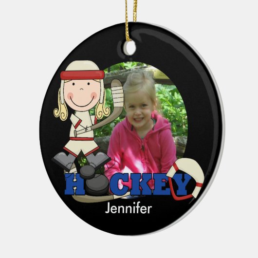 ガールホッケープレイヤーフォトオーナメント セラミックオーナメント (左)