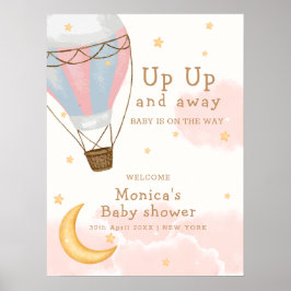 ガールホットエアバルーンムーンスター赤ちゃんシャワーへようこそ ポスター