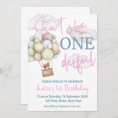 ガールホットエアバルーン1st誕生日パーティー 招待状 (正面/裏面)