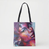 ガールホットピンクヘア予測できなカラフルおもしろいお洒落 トートバッグ (正面)