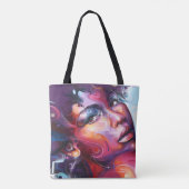 ガールホットピンクヘア予測できなカラフルおもしろいお洒落 トートバッグ (裏面)