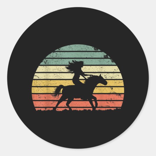 ガールホースライディングヴィンテージ女性のカーボーイテキサス州ランド ラウンドシール (正面)