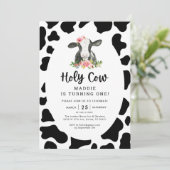 ガールホーリーカウファーストバースデーパーティの招待状 招待状 (スタンド正面)
