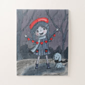 ガールホールディングハートガーランドパズル ジグソーパズル (縦)