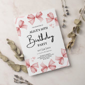ガールボウピンク誕生日パーティーの招待 招待状