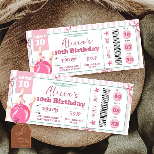 ガールボウリング誕生日チケット招待状