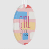 ガールボスタイポグラフィモノグラムイニシャルオンバック オーナメント (正面)