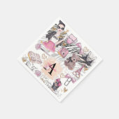 ガールボスラグジュアリーゼブラピンクブラック スタンダードカクテルナプキン (角)