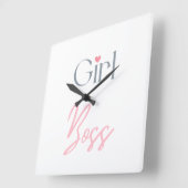 ガールボスワード文字エレガントラウンドウォールクロック スクエア壁時計 (傾斜)