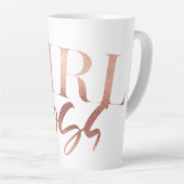 ガールボス |バラ金ゴールドブラック文字 | カフェラテマグ (右アングル)