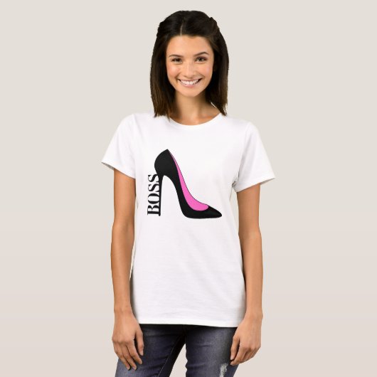 ガールボス ピンク ブラック Tシャツ (正面フル)