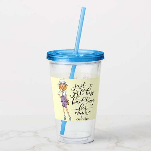 ガールボス |ブロンドのレディーグラス |黄色 アクリルタンブラー (裏面)