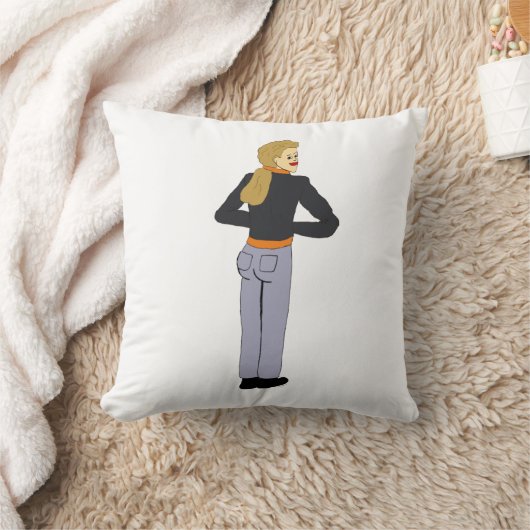 ガールボタン クッション (ブランケット)