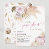 ガールボホカンプキンベビーシャワー 招待状 (正面/裏面)