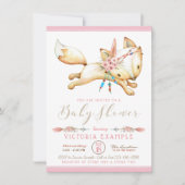 ガールボホキツネベビーシャワー招待状 招待状 (正面)