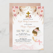 ガールボホパンパスフローラファーストコミュニオン招待状 招待状 (正面/裏面)