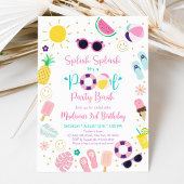 ガールボホプールパーティー誕生日 招待状