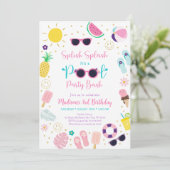 ガールボホプールパーティー誕生日 招待状 (スタンド正面)