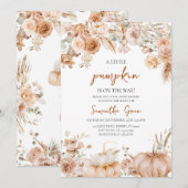 ガールボホ花模様カボチャ赤ちゃんシャワー 招待状 (正面/裏面)