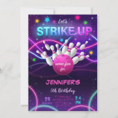 ガールボーリング誕生日招待状 招待状 (正面)