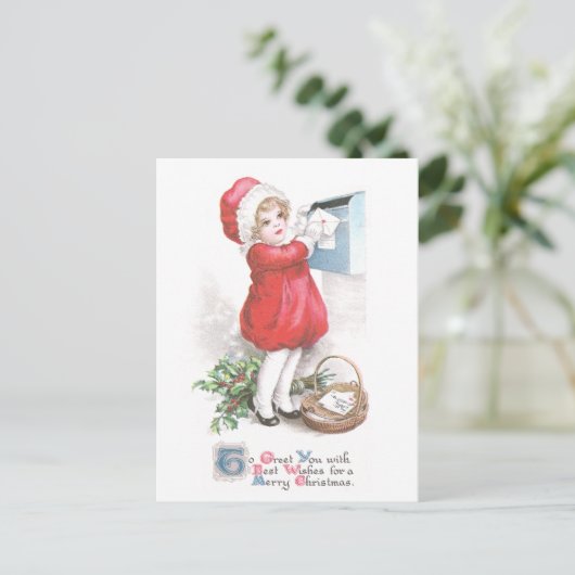 ガールポスティングレターヴィンテージクリスマス シーズンポストカード (スタンド正面)