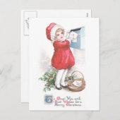 ガールポスティングレターヴィンテージクリスマス シーズンポストカード (正面/裏面)