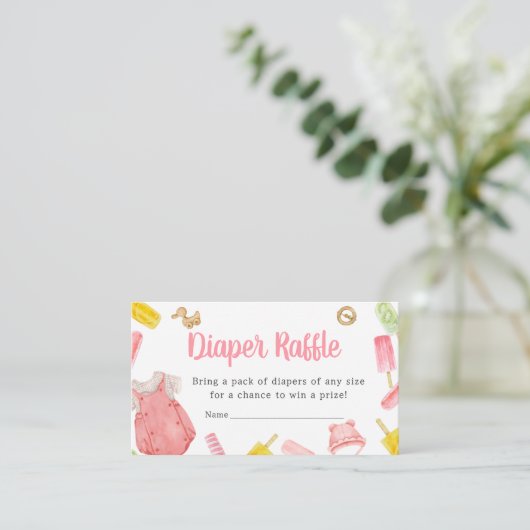 ガールポプシクルベビシャワーオムツラッフル エンクロージャーカード (スタンド正面)
