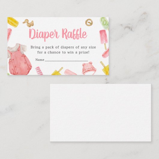 ガールポプシクルベビシャワーオムツラッフル エンクロージャーカード (正面/裏面)