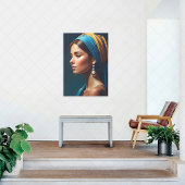 ガールポートレートインブルーと金ゴールドクラシックスタイル | ポスター