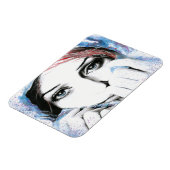 ガールポートレート水彩絵画のアートフォトマグネット マグネット (左側)