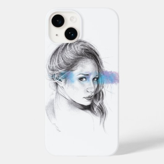 ガールポートレート鉛筆スケッチアート Case-Mate iPhoneケース (裏面)