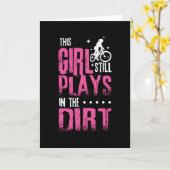 ガールマウンテンバイクもしくは自転車に乗る人ダウンヒル カード (黄色い花)