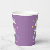 ガールマジカルキュートパープルユニコーン子供の誕生日 紙コップ (右)