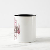 ガールママストライプサークルミニマルデザイン ツートーンマグカップ (中央)