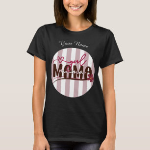 ガールママストライプサークルミニマルデザイン Tシャツ
