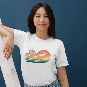ガールママレトロフラワーサンセット Tシャツ