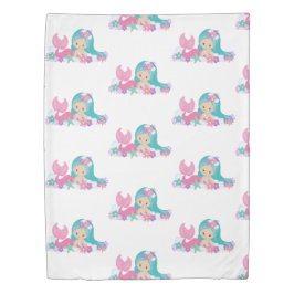 ガールマーメイドクルーパーティーパープルダベットカバー 掛け布団カバー